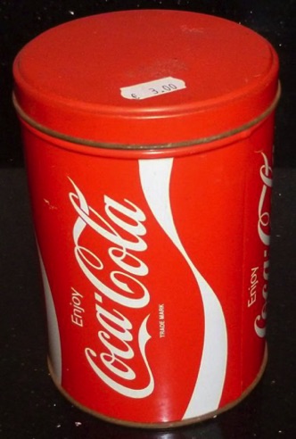 7624-4 € 3,00 coca cola voorraadblik rood wit doorsnee 11 cm hoogte 16 cm